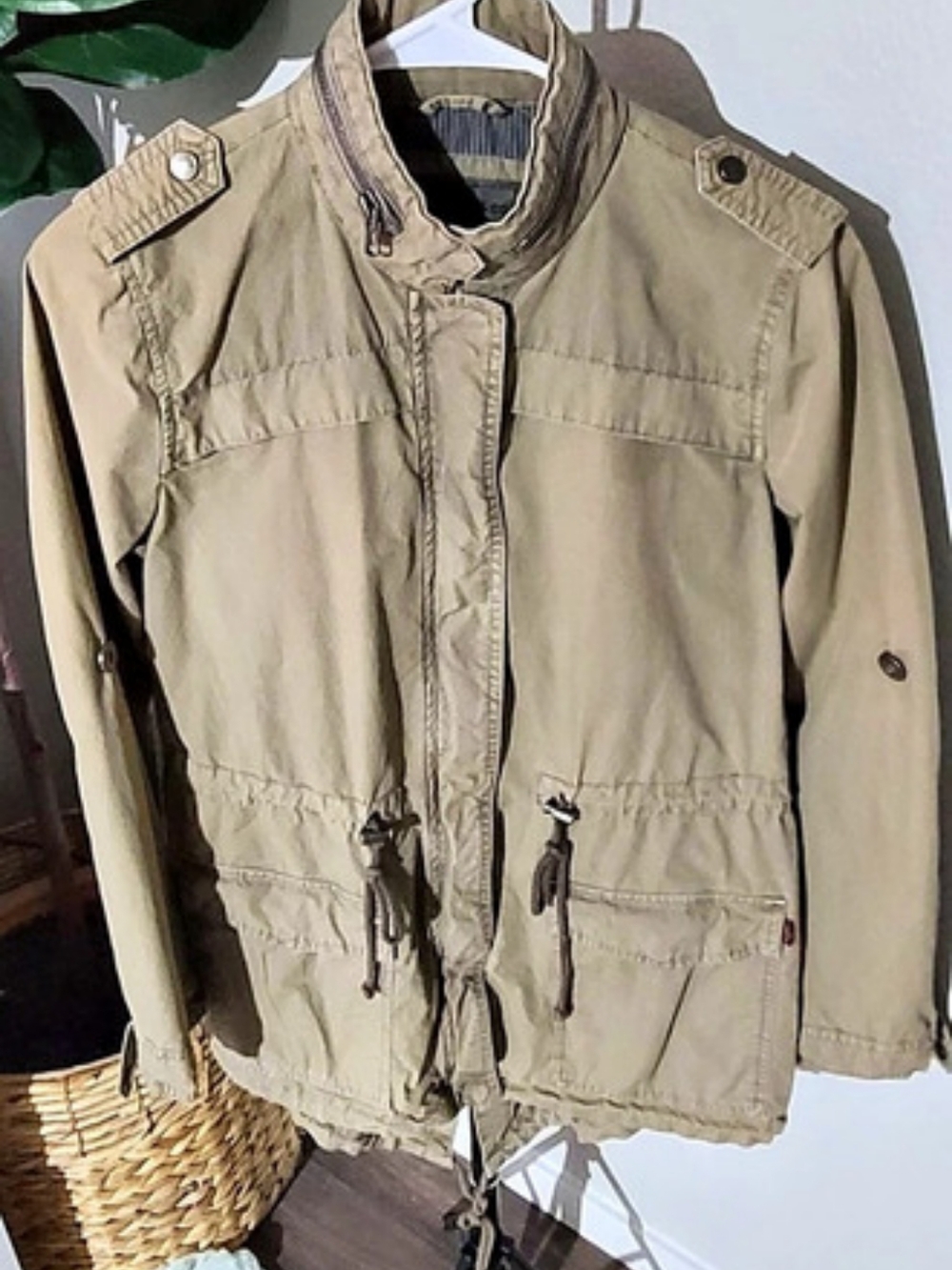 Levi's Womens XS Cotton Utility Anorak Jacket Khaki Military Cargo Field Coat